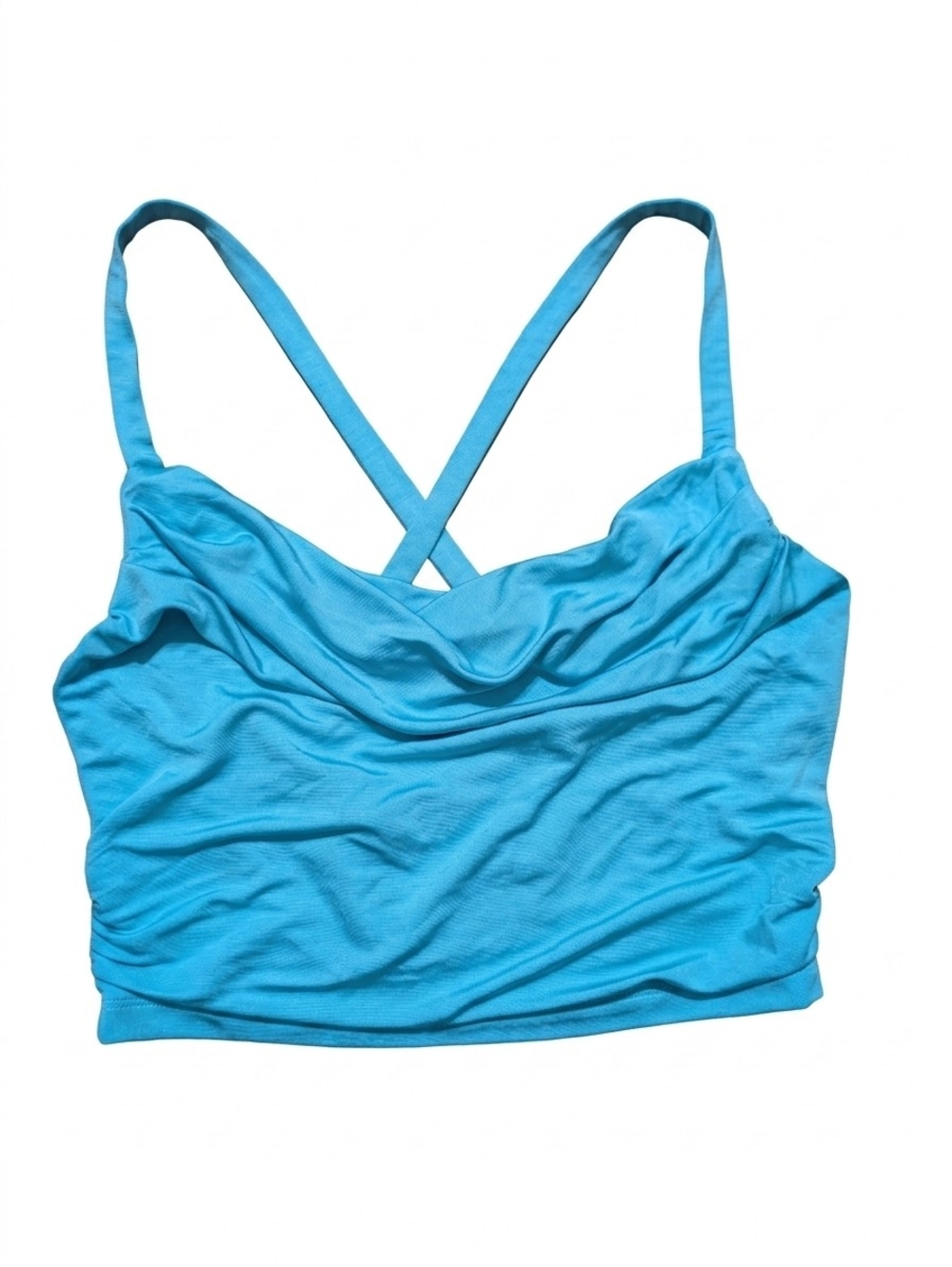 Susana Monaco NWT Cowl Neck Tank Top XL Aquarium Blue Ruched Cropped Revolve